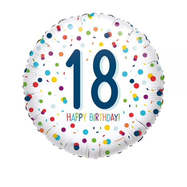 18th Birthday Balloon - Magnolia the Florist This eye‑catching balloon measures approximately 18 inches and comes inflated with helium, complete with a ribbon and a sturdy balloon weight, ready to display or gift the moment it arrives. Please note: designs will vary, and the image shown is an example. Each balloon is chosen to suit the occasion, ensuring a bright, joyful addition to their special 18th birthday.  1