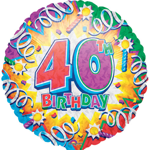 40th Birthday Balloon - Magnolia the Florist This eye‑catching balloon measures approximately 18 inches and comes inflated with helium, complete with a ribbon and a sturdy balloon weight, ready to display or gift the moment it arrives. Please note: designs will vary, and the image shown is an example. Each balloon is chosen to suit the occasion, ensuring a bright, joyful addition to their special 40th birthday.  1
