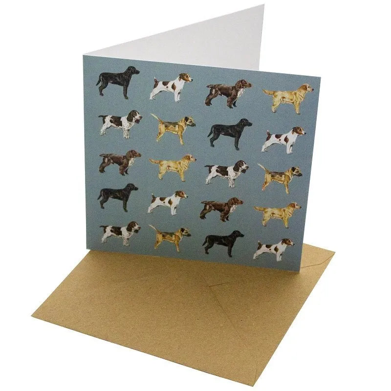 Blue Dogs Greetings Card - Magnolia the Florist Gift your loved ones a beautiful Blue Dog Breeds Greetings Card that will make any occasion special. This 148mm square card is made with a sustainable, 100% recycled unbleached 350gsm paper. The featured feather design with a blank interior for a personal message makes it a perfect choice for any special day.  1
