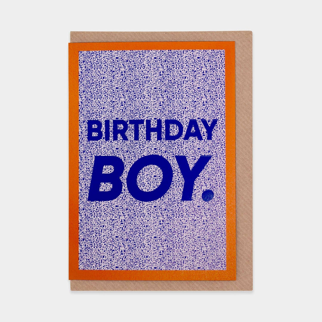 Birthday Boy Greetings Card - Magnolia the Florist In this series titled ‘White Noise’ we set out to create a range of loud, bold greetings cards for a range of different occasions. White Noise is an Evermade Studio project, created by our dedicated team of designers. Finished with a debossed element on the text and produced on premium matt art card. Each design is blank inside for you to compose your own message. Size: A6 (folded) 104 x 148mm Includes a brown kraft envelope  1